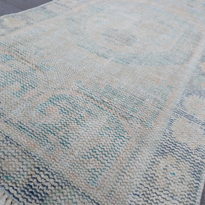 Pastel 2x5 Turkish kitchen rug 2.43 x 4.92ft Vintage Handmade 74 x 150 cm runner gallery