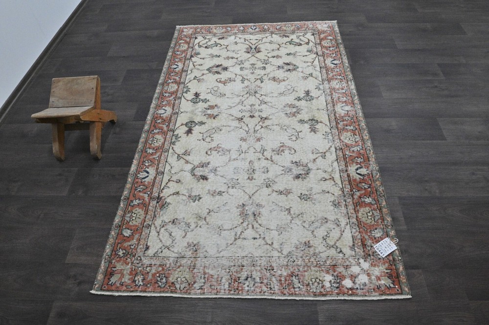 Oushak Turkish Vintage Rug 4x6 Kilim Rug Anatolian Handmade Boho Decor BEIGE