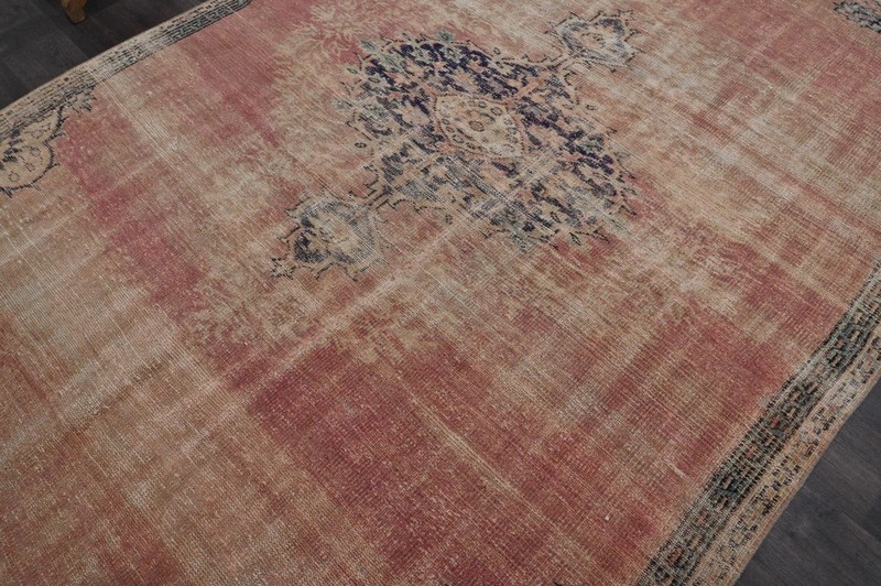Oushak Turkish Vintage Rug 6x9 Kilim Rug Anatolian Handmade Boho Decor PEACH gallery