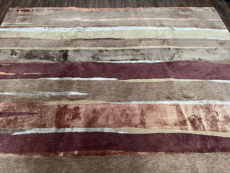 Modern Tibetan Rug 8x11 Nepali Carpet Shiny Velvety Soft Wool Silk Contemporary gallery