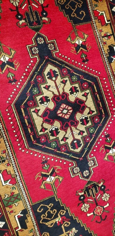Antique Cr1930-1939s Multi-Colored Wool Pile Tribal Rug 4'x8'3" gallery