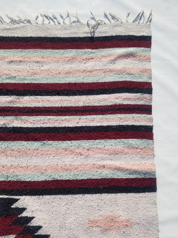 Vintage Traditional Handmade Mexican Serape Wool Multi Kilim 6.3x3.7ft gallery