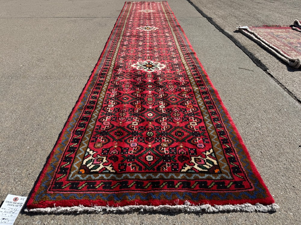 2x13 LONG NARROW ANTIQUE RUNNER RUG handmade handwoven fine wool red clean real