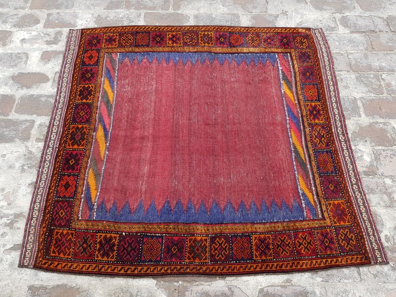 133x126 cm Handmade Afghan Vintage Rug Best Trible Kilim Wool rug square Kilim gallery