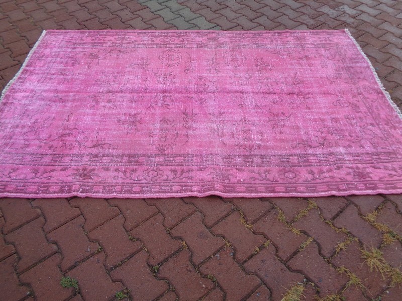 7.7x4.9 Pink Vintage Rugs For Bedroom, Large Turkish Dining Room Carpet 1651 gallery