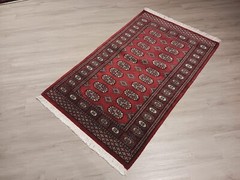 3×5 All-over-Pattern Deep Red Handmade-Turkish-Knotted Fine Soft Wool Rug 586316