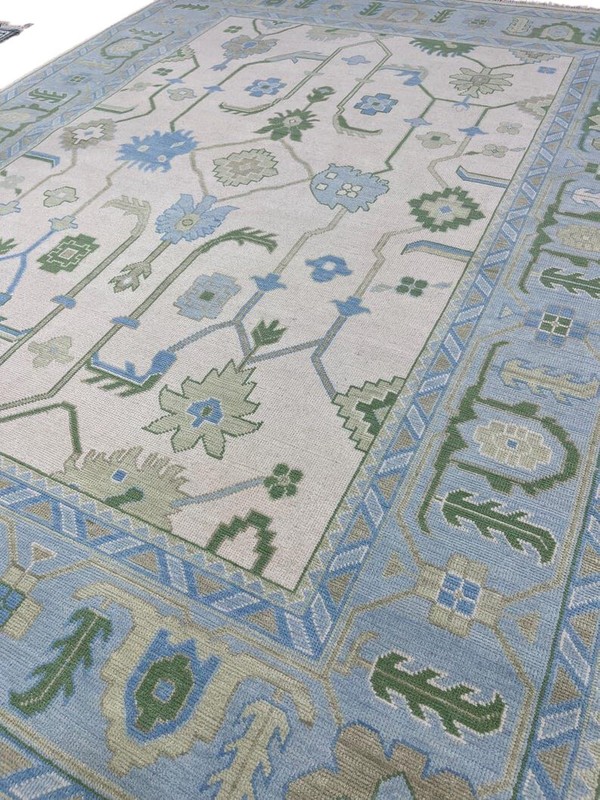 Turkish Vintage Rug – Light Blue, Lilac & Peach Pastels, Hand-Knotted, Area Rug gallery