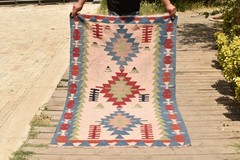 Turkish Kilim Rug 3×5 Hand Woven Oushak Anatolian Kilim 116x164cm Area Rug