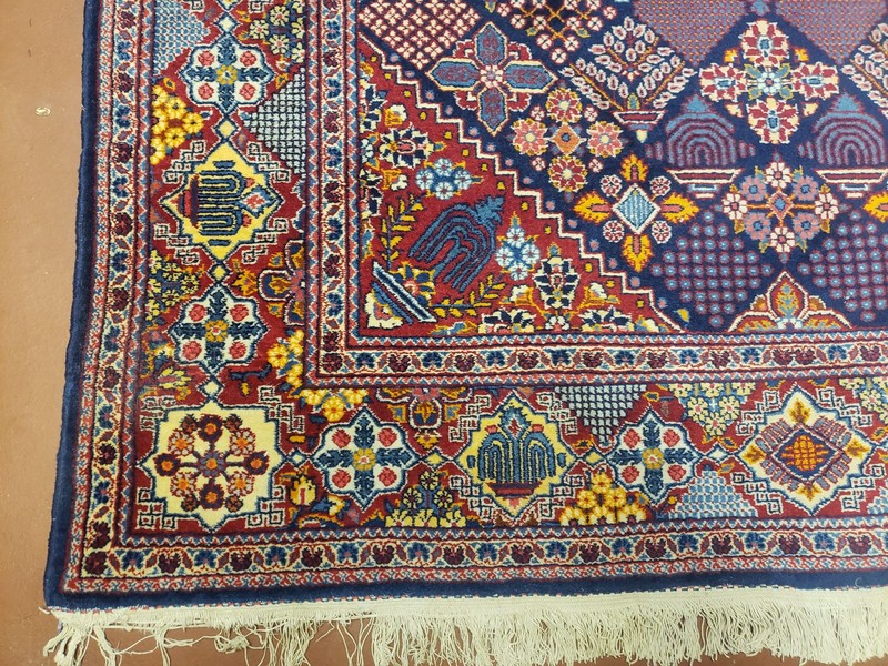 Per'sian Rug 5x7, Dark Blue, Multicolor Panel Design, Wool Handmade gallery