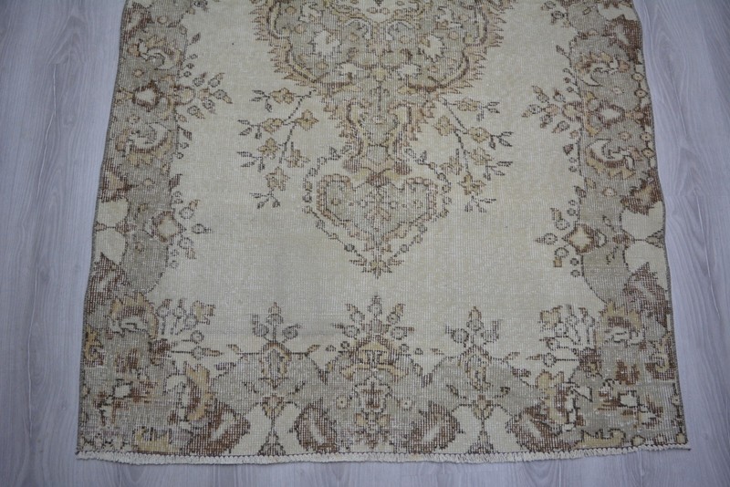 Turkish Vintage Rug, 3.9x6.5ft, Beige Handmade Rug, Antique Oriental Beige Rug, gallery