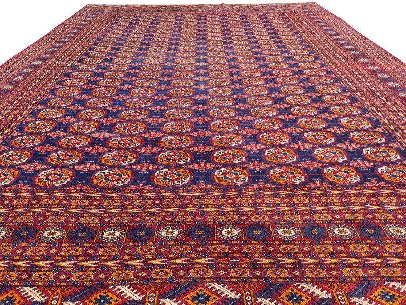 Amazing Hand Knotted Vintage Afghan Turkmen Moori Wool Area Rug 14 x 10 Ft gallery