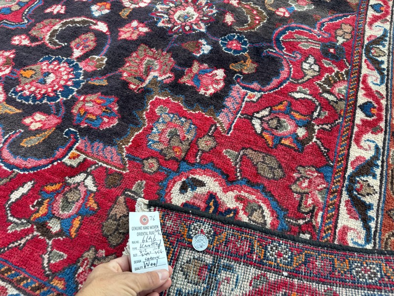 ANTIQUE ORIENTAL RUG 8x11 DARK BROWN BLUE VINTAGE HAND-KNOTTED handmade 9x12 ft gallery