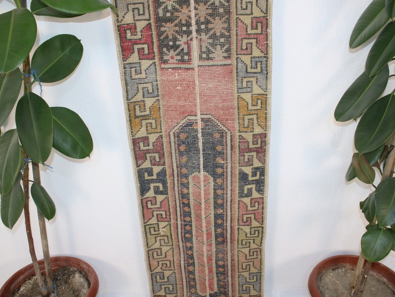 Turkish Patchwork Runner Rug 1.6x8.5 Ft (50x260 cm) Handmade Red Blue Long Hall gallery