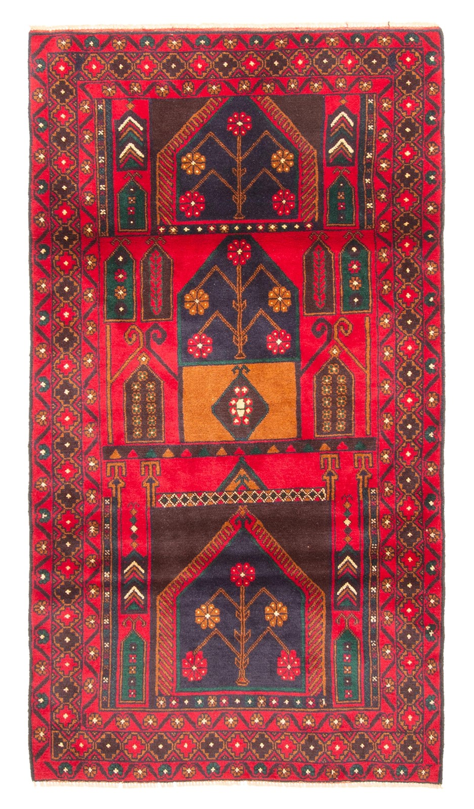 Vintage Red Traditional 3'7" x 6'7" Hand-Knotted Oriental Wool Area Rug gallery