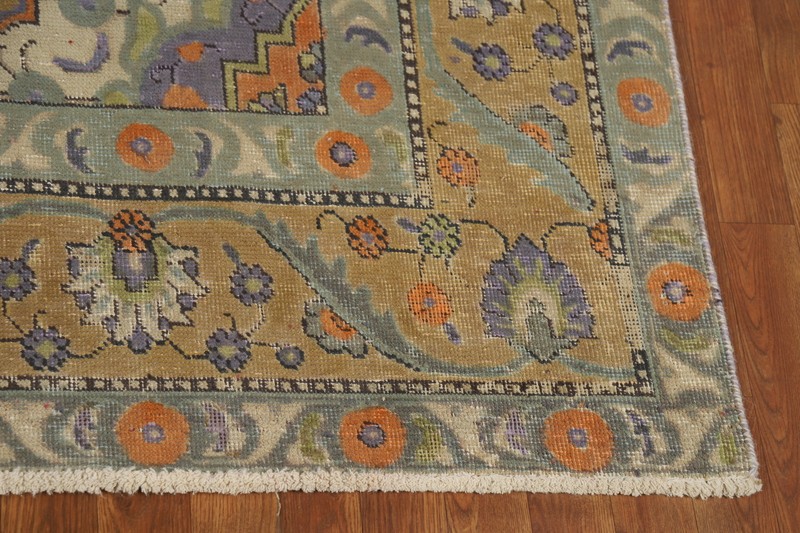 Gold Wool Traditional Hand-knotted Living Room Area Rug 6x9 Vintage Carpet gallery