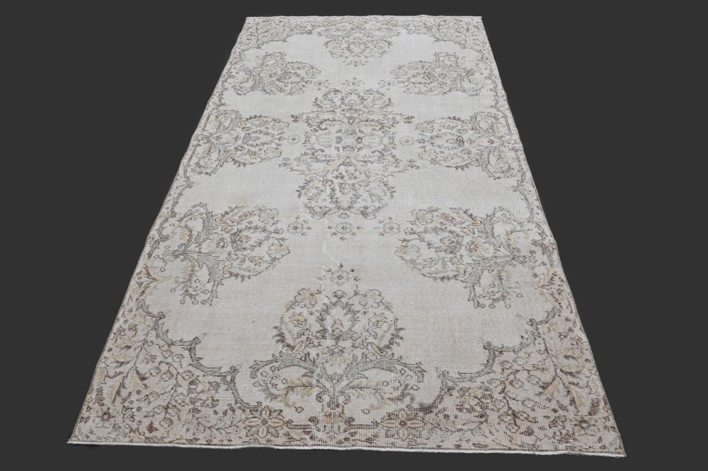 Vintage Turkish Oushak Rug, Beige 5x9 ft, Handmade Wool, Bohemian Anatolian