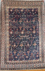 Exquisite Antique Caucasian Kuba Hand Knotted Wool Navy Oriental Rug 4’4″ x 6′