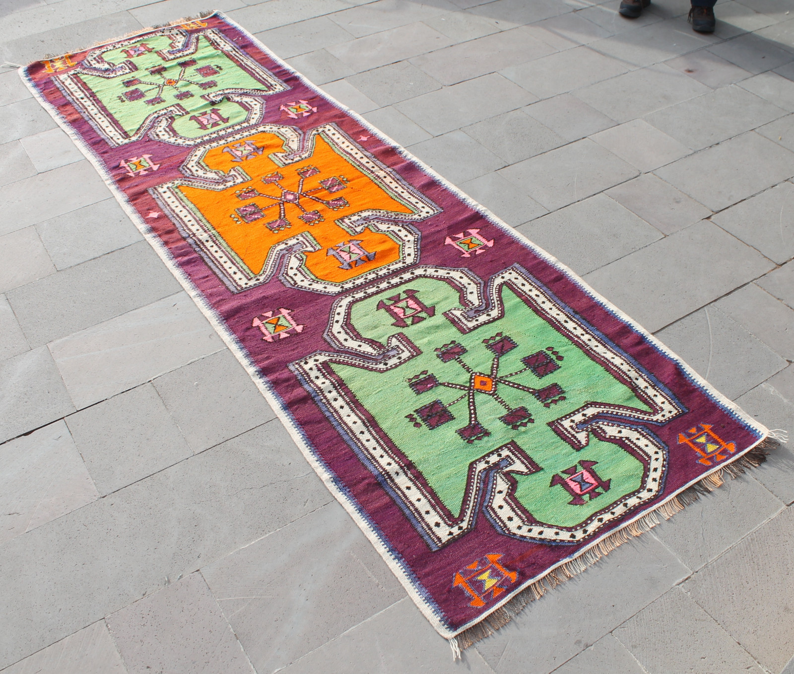 Caucasian Rug 3x10 Size Oriental Runner Corridor Hallway Stairs Multicolor Kilim gallery