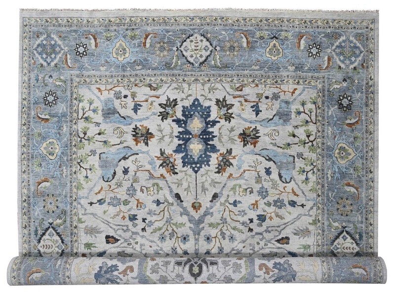 12'x18'Gray, Hand Knotted, Angora Oushak With All Over Design, Dense Weave, Rug gallery