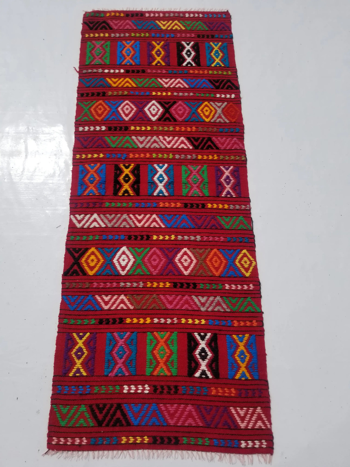 Vintage Traditional Handmade Turkish Anatolian Wool Multi Kilim Rug 5.3x2.0ft gallery