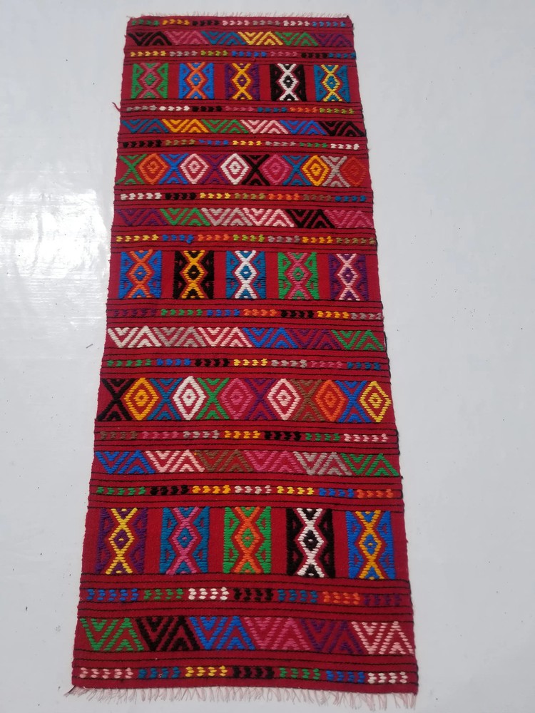Vintage Traditional Handmade Turkish Anatolian Wool Multi Kilim Rug 5.3x2.0ft