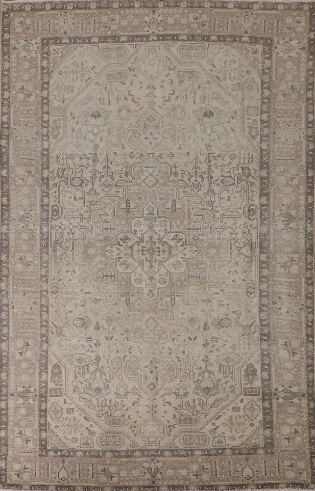 Distressed Wool Area Rug 6x10 Ft Hand-Knotted Medallion Oriental Carpet