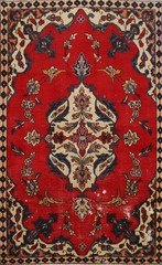 Red Traditional Handmade Rug 4×6 Wool Geometric Vintage Carpet for Any Room