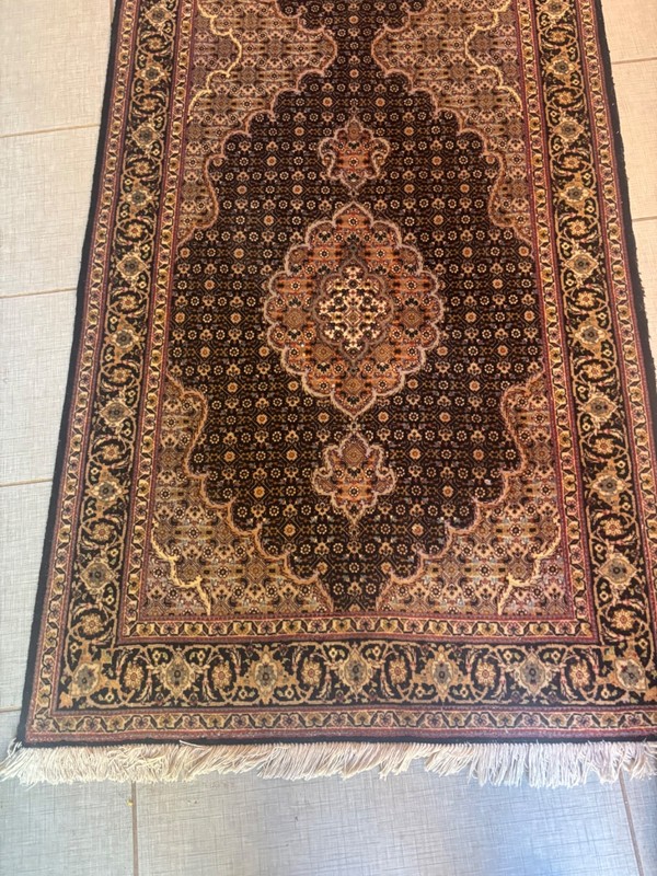 HANDMADE RUG. CARPET .RUNNER. WOOL AND SILK. TAB.RIZ 13X3 gallery