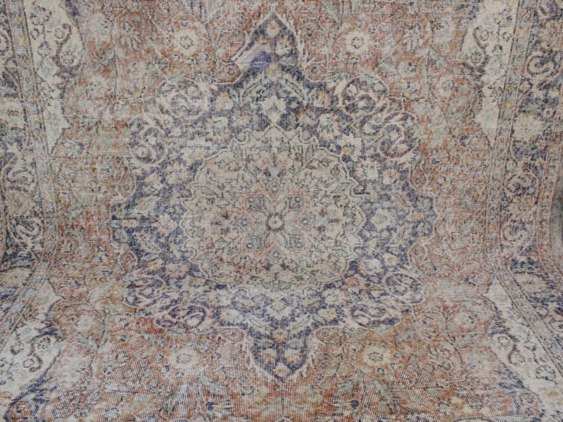 7x11 Beige Blue Oversize Area Rug, Handmade Turkish Rug, Wool Rug, 6.7x10.8 Ft gallery