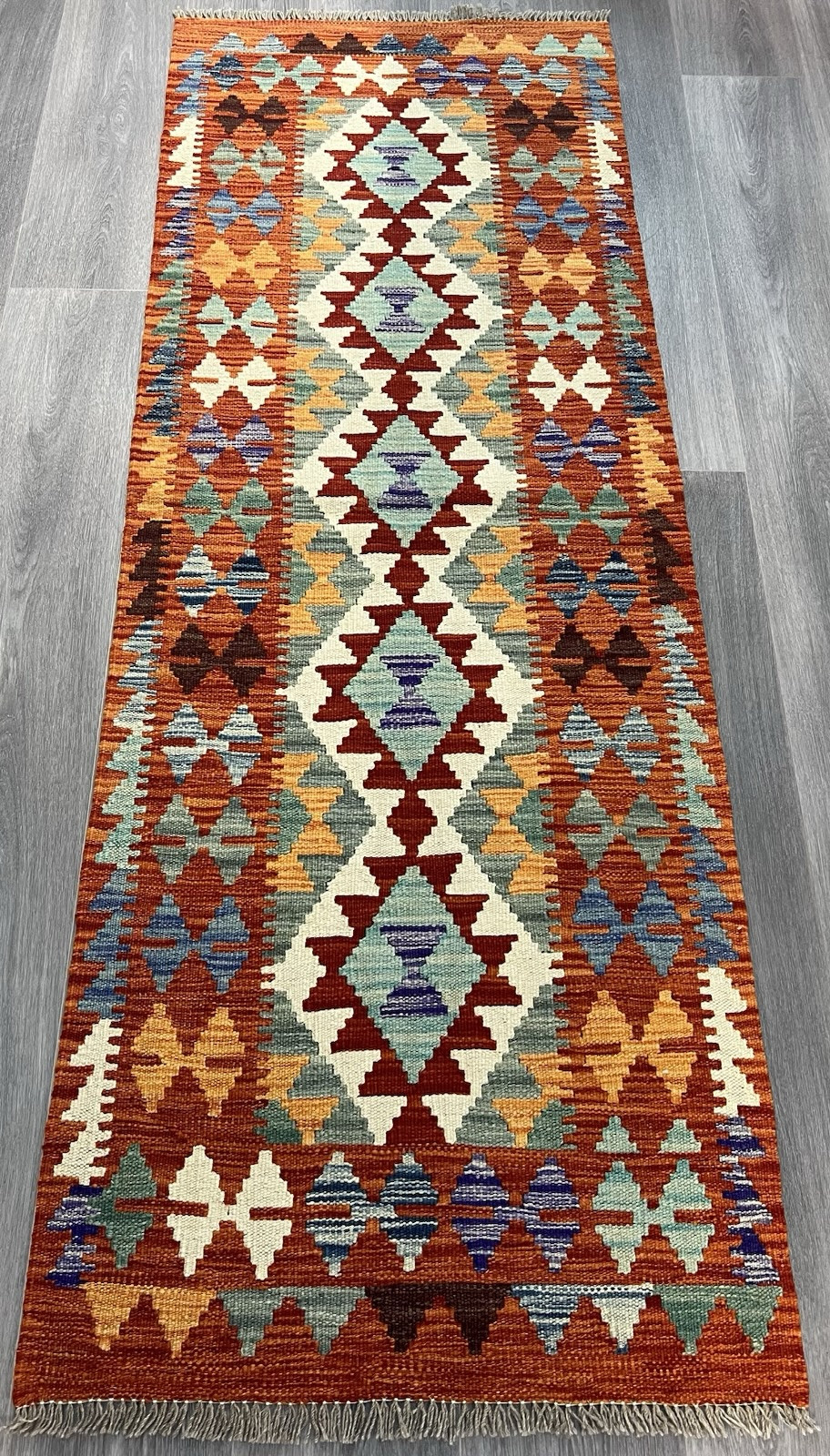 Handmade Kilim Runner wool natural colours Afghan Traditional 201cmx72cm gallery