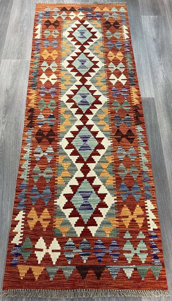Handmade Kilim Runner wool natural colours Afghan Traditional 201cmx72cm