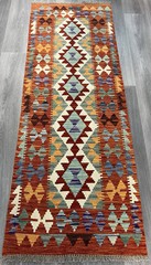 Handmade Kilim Runner wool natural colours Afghan Traditional 201cmx72cm