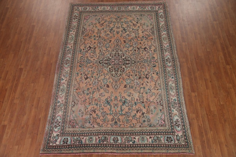 Vintage Wool Handmade Area Rug 7x10 Traditional Muted Rust Living Room Carpet gallery