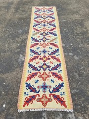 Vintage Traditional Handmade Anatolian Wool Multicolor Kilim Runner 9.3×2.3 ft