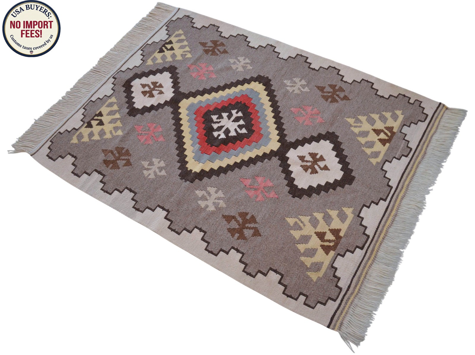 Handmade Small Rug Wool Turkish Rug New Kilim, Doormat, Home Gift ideas 3 x 4 ft gallery