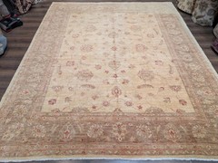 Pakistani Peshawar Rug 8×10 Chobi Mahal Carpet Neutral Colors Wool Handmade