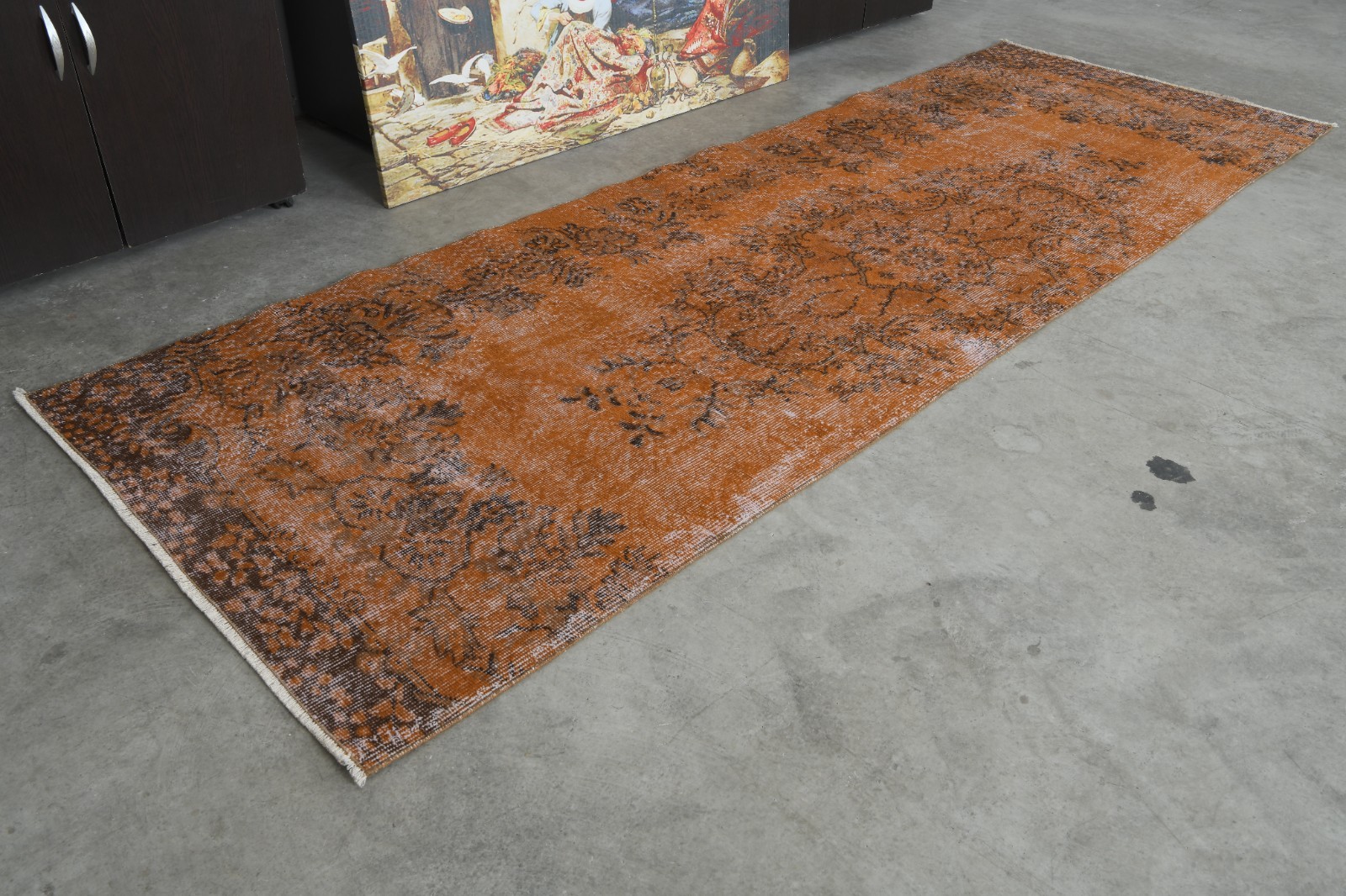 3x9 turkish runner rug, hand-knotted vintage oushak rug runner, boho decor,220 gallery