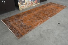 3×9 turkish runner rug, hand-knotted vintage oushak rug runner, boho decor,220