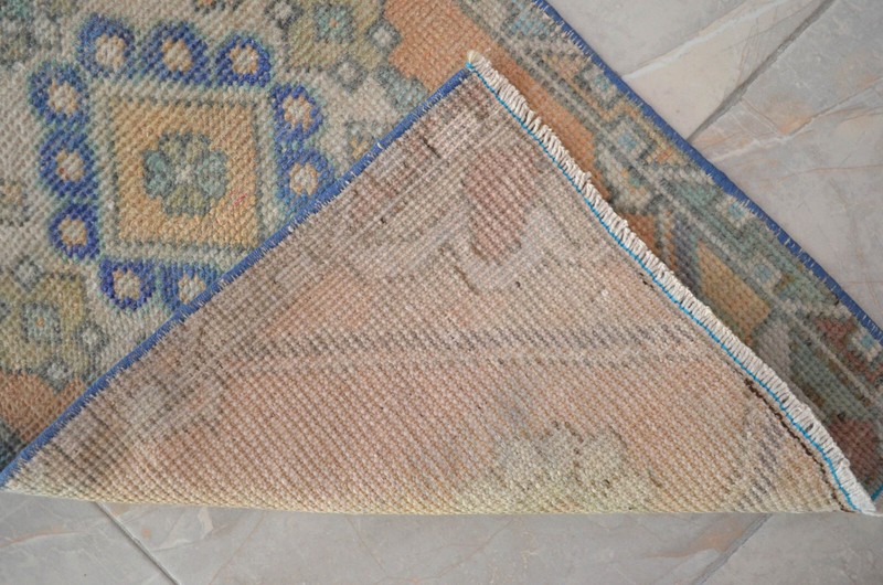 Vintage Distressed Small Area Rug Hand Knotted Oushak Rugs Yastik - 1'5" x 2'9" gallery