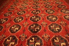 7 X 9 FT COLLECTORS’ PIECE Vintage Stunning Geometric Morey Buhara Turkoman Rug
