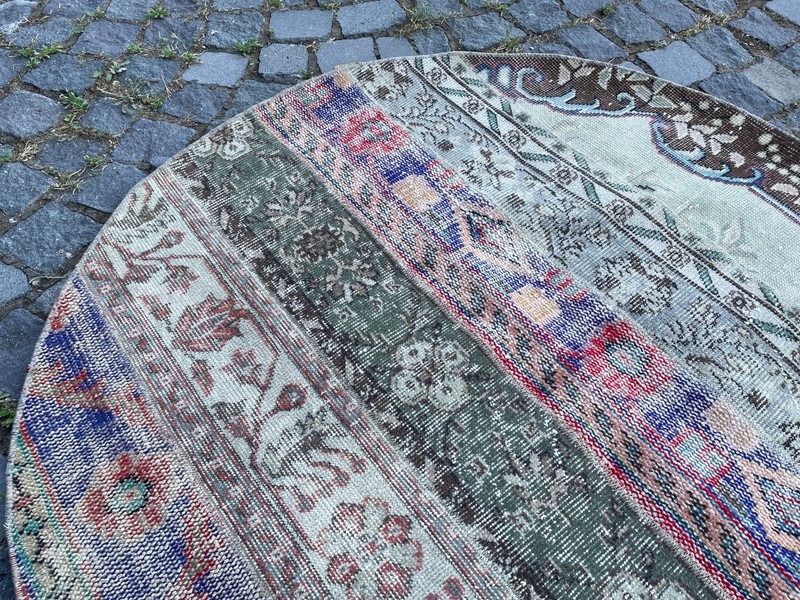 Home Decor Rug, Turkish Vintage Rug, Boho Decor Rug, 3,8 x 3,8 ft gallery