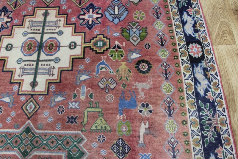 Antique Handmade Oriental Qashqai Wool Rug 250 x 140 cm (8’2” x 4’7”) Tribal Rug gallery
