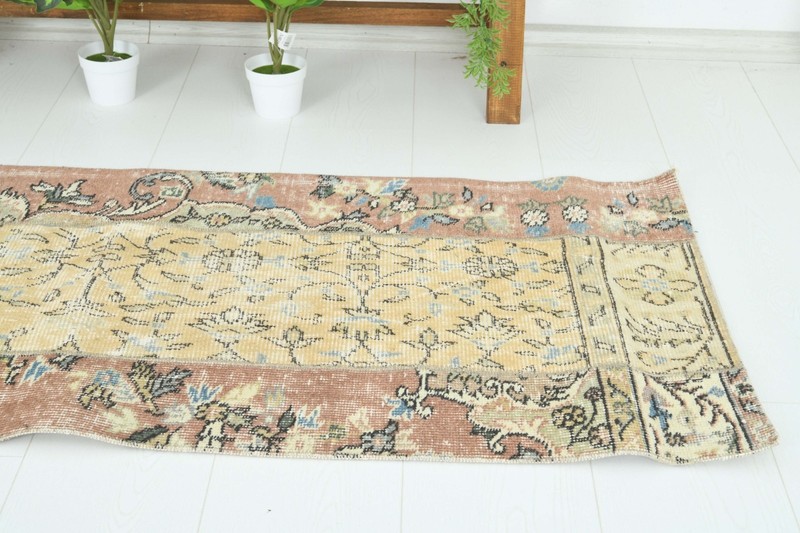 Turkish Small Runner Rug 2x5 Hand-Knotted Vintage Oushak Oriental Rug Carpet,709 gallery