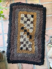 Multi-Color High Pile Geometric Rya Rug from, 1970s