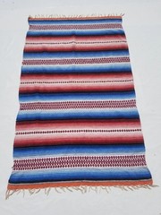 Vintage Traditional Handmade Mexican Saltillo Wool Multi Kilim 221x133cm