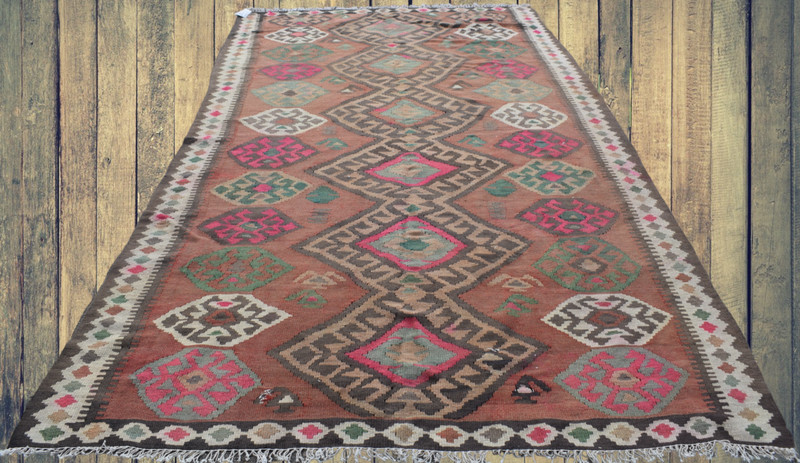 5'7 x 10'6 Vintage Geometric Flatweave Tribal Kilim Handmade Wool Area Rug 6x11 gallery