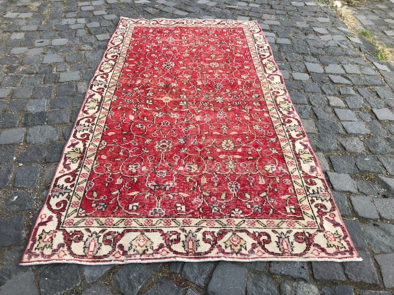 Boho Decor Rug, Home Decor Rug, Turkish Vintage Rug, Oushak Kilim Rug, 3,4x6,3ft gallery