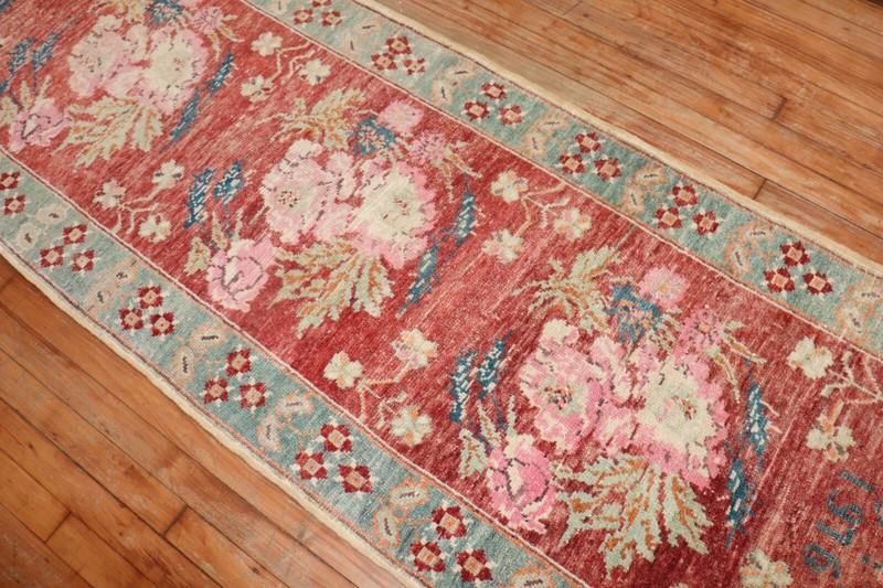 Vintage Floral Turkish Oushak Ushak Rug Dated 1976 Size 2'9''x9'3'' gallery