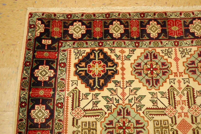 OLD,ANTIQUE CAUCASIAN UNUSUAL ANIMAL DESIGN KAZAK,SHIRVAN STYLE RUG 4'10" x 6'4" gallery