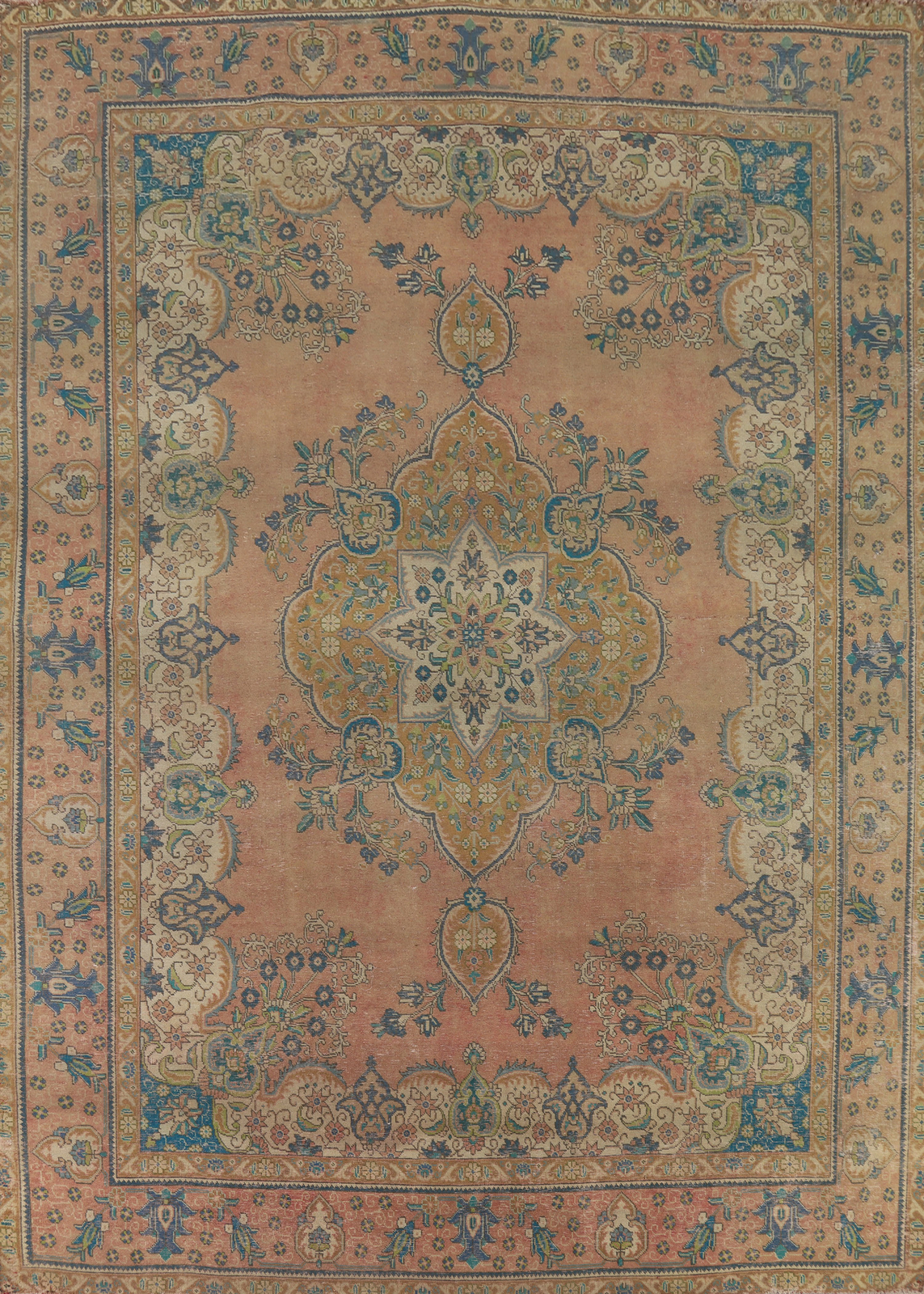 Vintage Muted Rust Handmade Wool Tebriz Traditional Living Room Area Rug 10x13 gallery